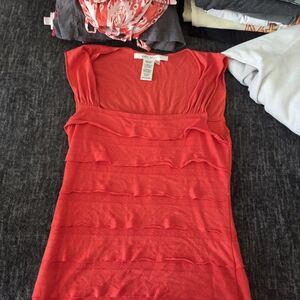 Max Studio Vibrant Red Ruffle Blouse